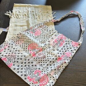 Free People Cream Sequined Lightweight Scarf • NWT • With Carry Bag